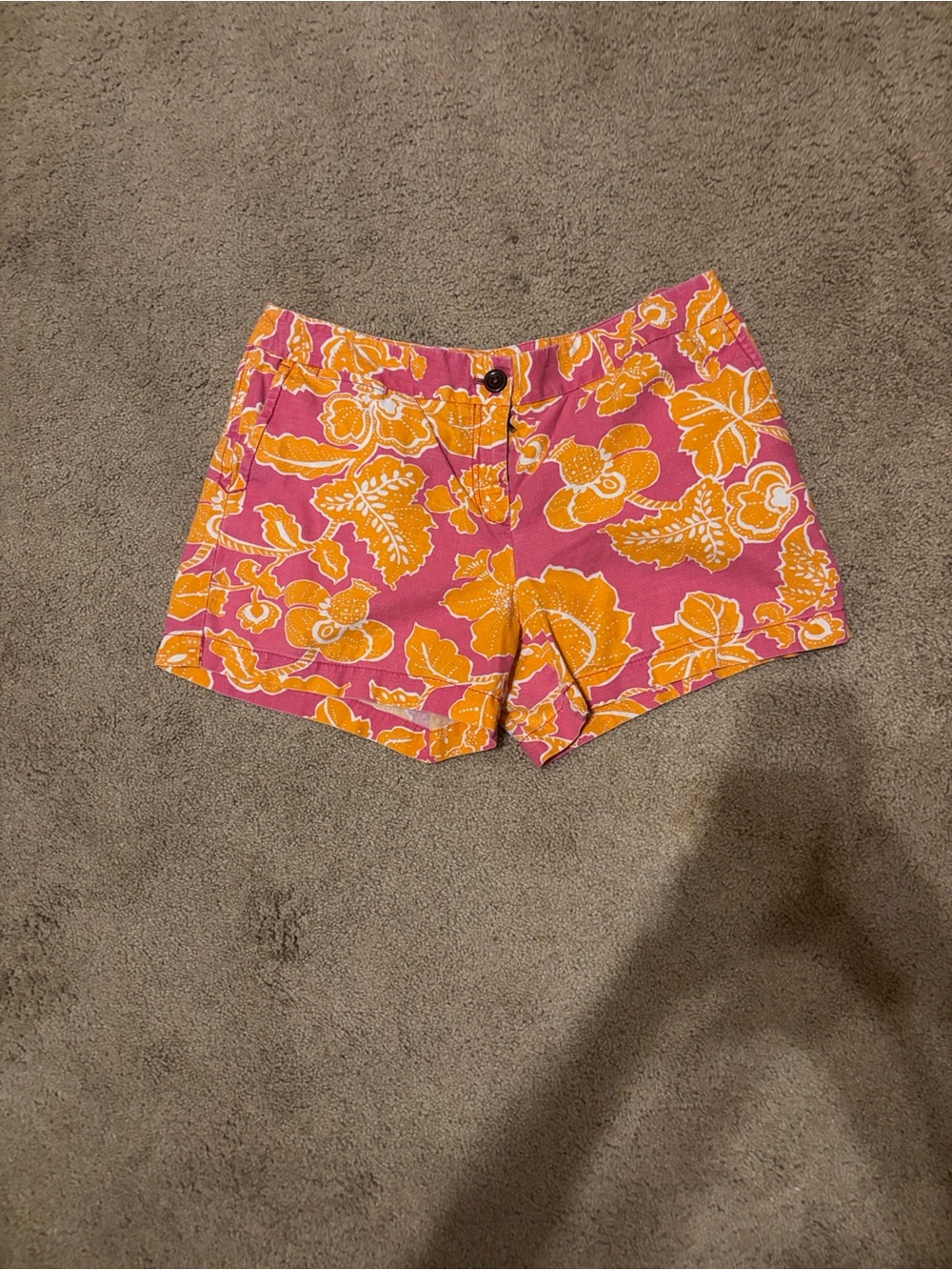 LOFT Pink and Orange Floral High-Waist Shorts